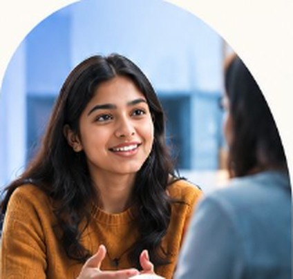Student talking with a career counsellor