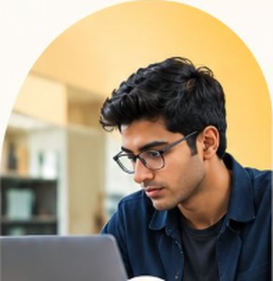 Student working on a laptop